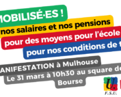 visuel FSU pour la manifestation éducation du 31 mars à Mulhouse
